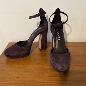 COACH platform maryjane pumps - suede dark purple (worn once)